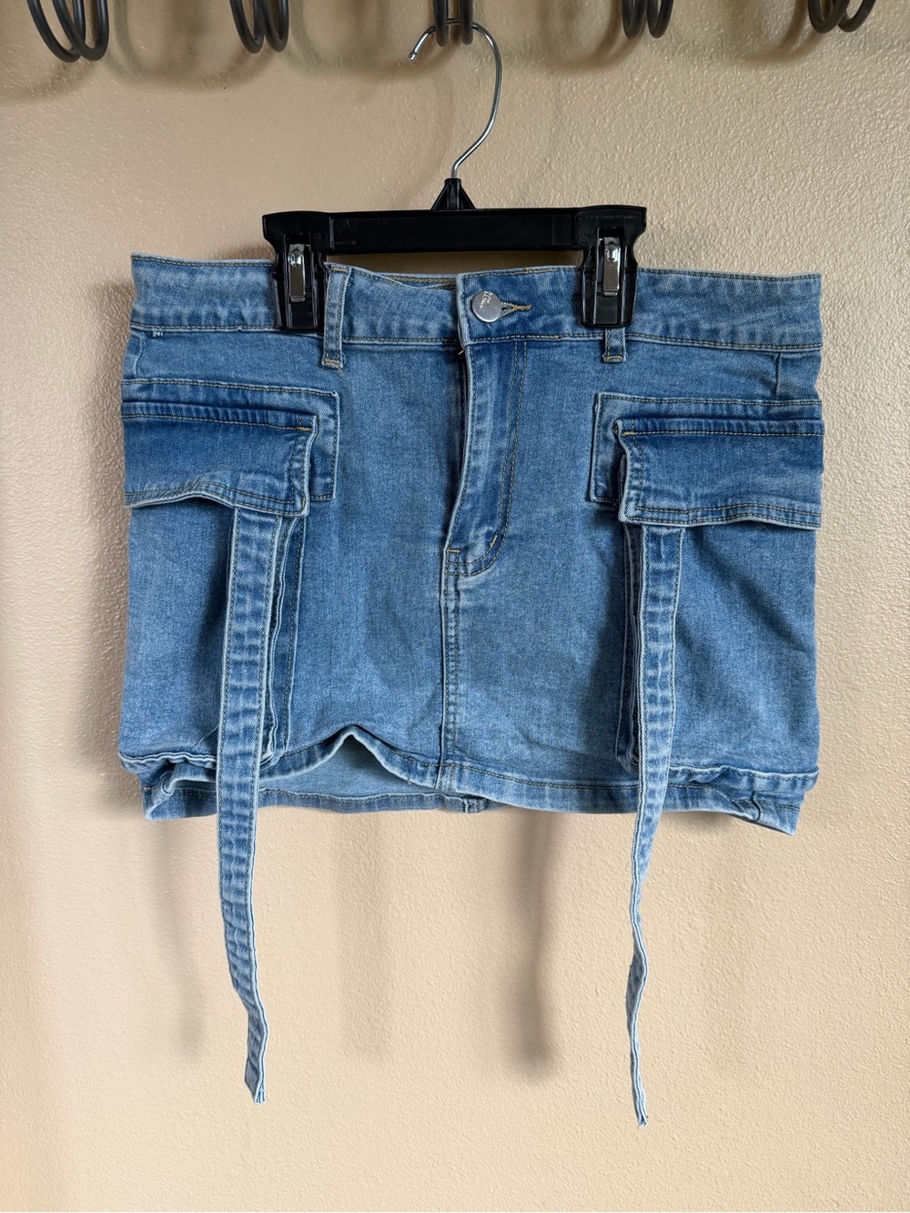 SHEIN Light Blue Cargo Denim Mini Skirt
